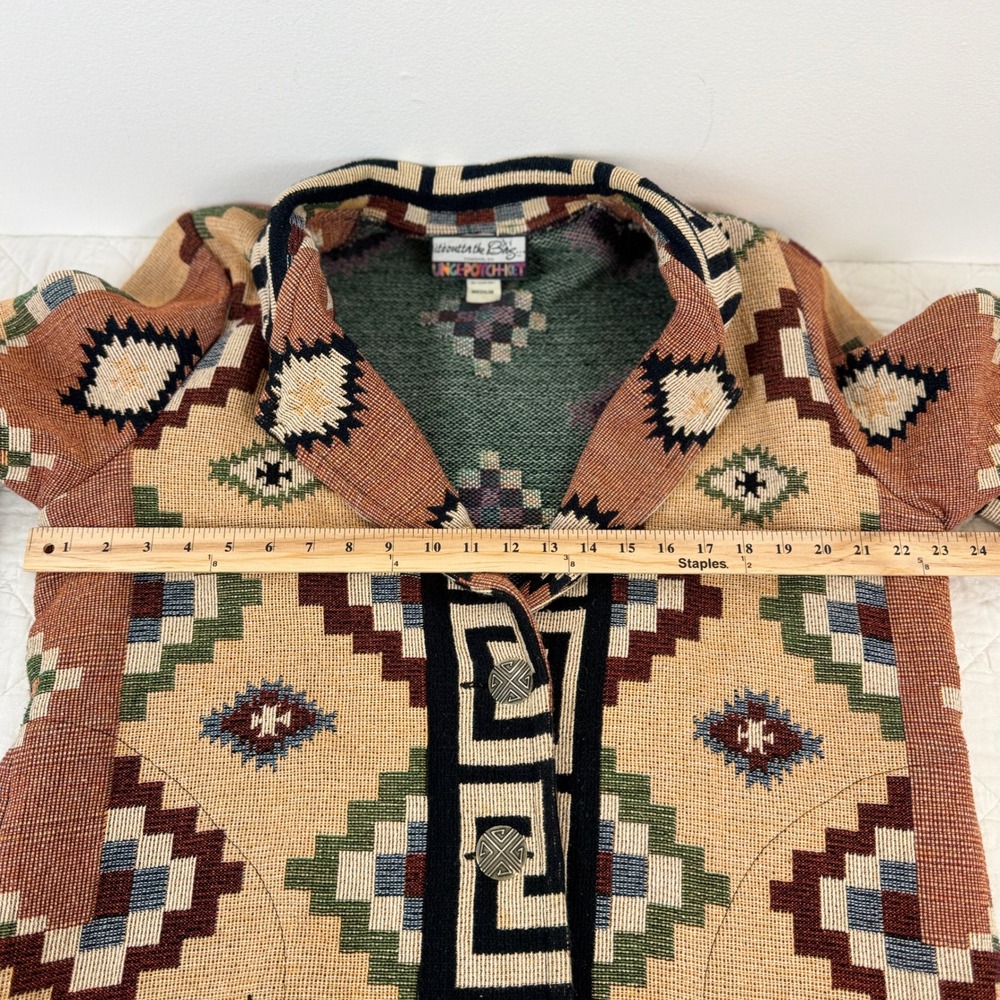 VTG! Its Outta The Bag Unge Potch Ket Tapestry Navajo Southwest Jacket M USA - Picture 7 of 15